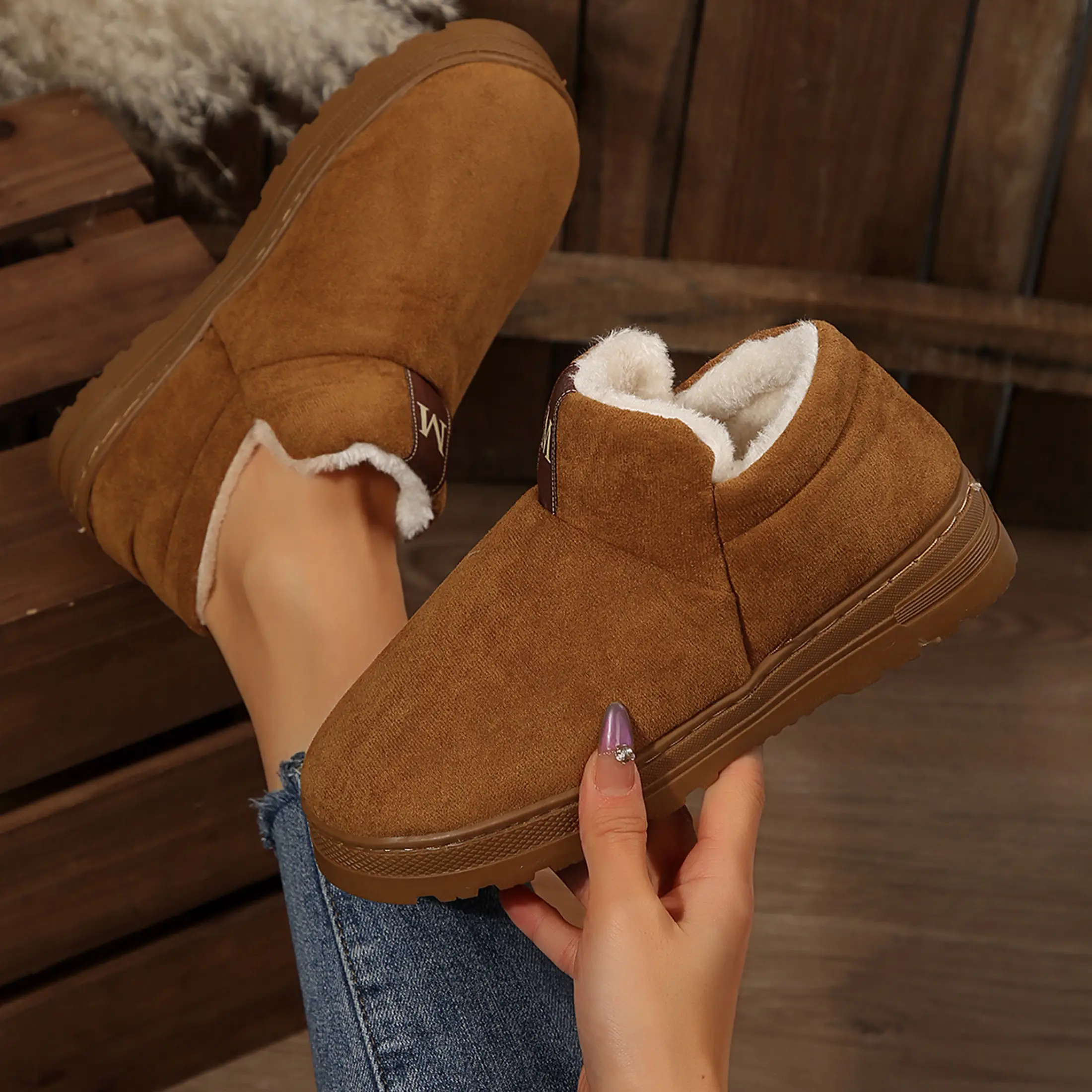 Women's Memory Foam Fleece-Lined Boots - Comfy Indoor Outdoor Slip-Ons for Ultimate Warmth Comfort