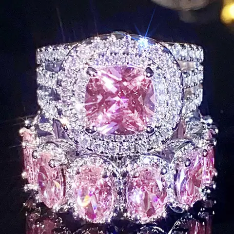 Women's Cubic Zirconia Two-Piece Set, Stacking Ring Set, Stackable Ring Set, Exaggerated Ring, Statement Rings, Stylish for Casual Wear, Perfect for Spring & Fall Seasons