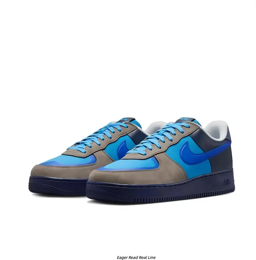 Grey Blue Mixed Material Vintage Low Top Sneakers, Workwear Street Daily Casual Footwear For Men Women All Seasons