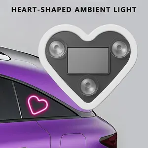 Peach Heart Atmosphere Lamp Solar Energy Multimodal Non-destructive Installation Strong Suction Force for Car Interior Decor