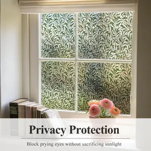 Set of 6pcs Plant Leaf Glass Window Clings, Static Cling Waterproof Privacy Glass Film, Perfect for Home Office Bathroom Decor