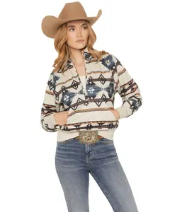 Shyanne Women's Southwestern Print 1/2 Zip Pullover - Srfa25k27-Oat