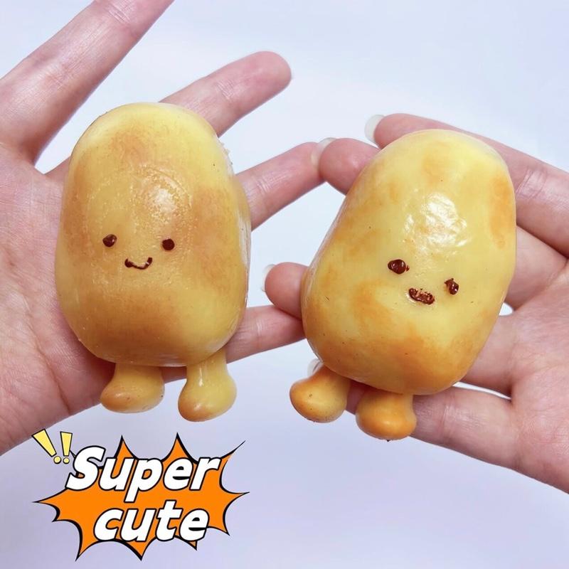 2Pcs Potato Taba Squishy, Kawaii Squeeze Toys Pinch Cute PVC Fufu Squishy Toys for Anxiety Relief, Soft Stress Toys for Party, Favors Novelty Things OPP Packaging, Silicone Slow-Rising