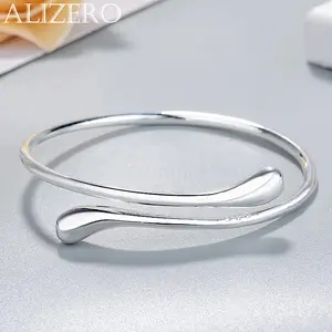 FASHION4U - Charm 925 Sterling Silver Bracelets for Women fine Water droplets bangles lady Fashion Wedding Party Christmas Gift Jewelry