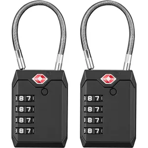 TSA Locks for Luggage, 2 Pack Luggage Locks TSA Approved 4-Digit Combination  Travel Lock Zinc Alloy for Suitcases, Bags, Toolboxes, Backpacks & Gym Lockers (Black)