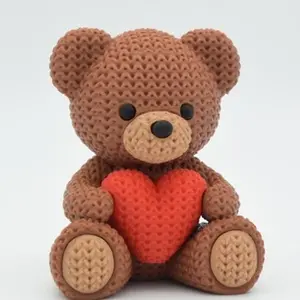 3D Crochet Teddy Bear with Heart - Perfect Gift for Valentine's Day and Special Occasions