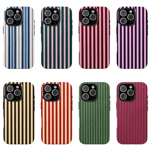 1PC Striped Print Phone Case For Summer, Rugged Shockproof 2in1 Protective Shell for iPhone 17 16 15 14 13 12 Pro Max, Samsung Galaxy S26 S25 S24 S23 Ultra Series Holiday Gift Minimalist Fashion Case Cover