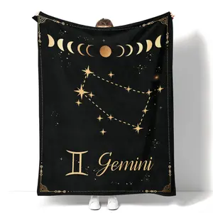 Gemini Gifts Constellation Blanket Astrology Decor Blanket Lightweight Microfiber Gemini Zodiac Sun and Moon Decor Birthday Graduation Meaningful Gifts Gemini Gifts for Women Men