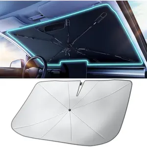 2026 Windshield Sun Shade Umbrella - Silver Heat Shield, UV Reflective Protector, 56"x31" Universal Medium Size, 25°F Cooler, Vinyl Coated Car Exterior Accessory, Car Stuff