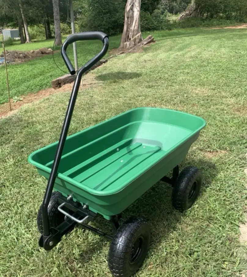 Garden Cart Yard LOVSWAN Wagon Dump Cart on Wheels Outdoor Gardening Cart with Steel Frame Lawn Garden Dump Utility, 300 lb. Capacity, 55L, 10" Pneumatic Tire