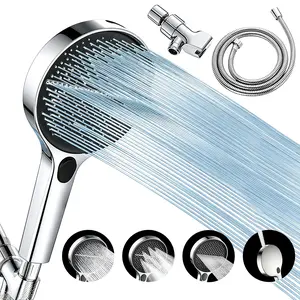 Rustproof High-Pressure Handheld Shower Head with 4 Modes, Multi-Function Bathroom Shower Set Including Hose & Bracket