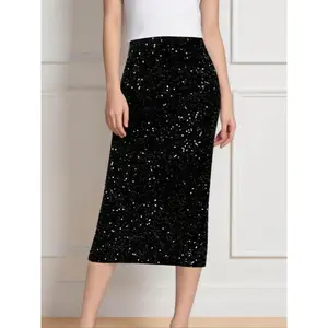 Women’s sequined fashion dress, elegant high-waisted A-line design, perfect for parties and events, fashionable women’s clothing