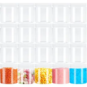 20Pack 4oz Clear Plastic Slime Containers with Lids,Round Refillable Travel Storage Sealed Jars Wide Mouth Container for Candy,Makeup,,,Eye Shadow,Cream,Butters
