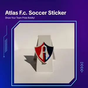 Atlas F.C. Soccer Sticker - Merchandise with Shield Design and Red, White, and Blue Color Scheme