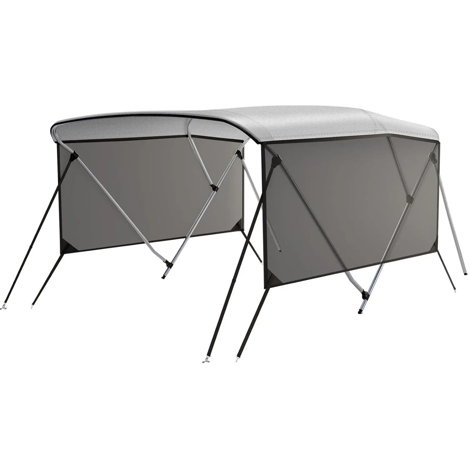 【GARVEE】3 Bow Bimini Top Boat Cover with Durable Polyester Canopy, 1" Aluminum Alloy Frame, Waterproof Sun Shade, Includes Storage Boot and Zippered Bag, Dimensions 6'L x 46" H x 79"-84" W, Light Grey