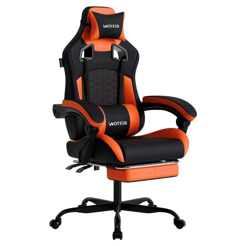 WOTSTA Gaming Chair, Men's Home Use Adjustable Height Office Chair with Armrests, Equipped with Memory Foam Lumbar Pillow, Modern Ergonomic Gaming Chair Recliner