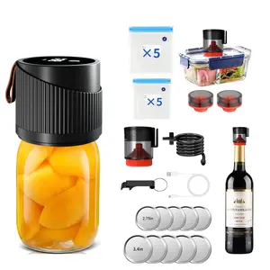 Electric Mason Jar Vacuum Sealer Kit for Home Use, Portable and Rechargeable via Type-C. Works with Wide & Regular Mouth Jars, Includes Lids and Opener for Easy Food Storage and Sealing