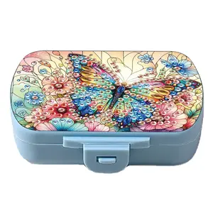 Mushroom 5D DIY Diamond Painting Dot Pill Case Diamond Painting Pill Dispenser 6 Grid Moisture-proof Pill Organizer for Outdoor Travel