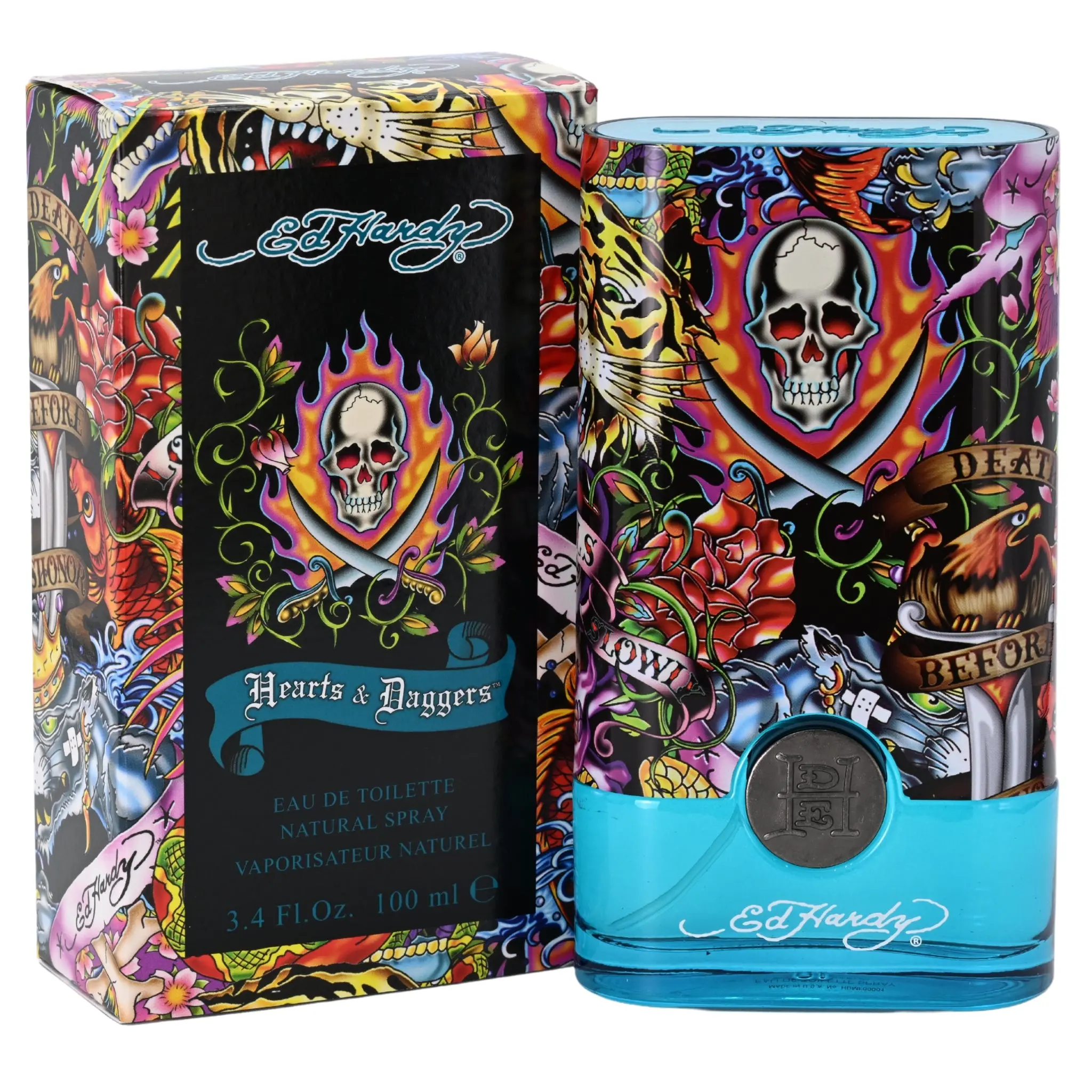 ED HARDY Hearts & Daggers for Men, Eau de Toilette Spray, 3.4 fl oz, New in Box - Fresh Fruity Scent with Papaya & Martini Accord