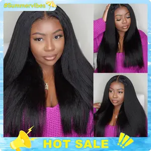 Vshow Kinky Straight Drawstring V Part Wigs For Women No Leave Out Install V Part Wig 250% Density Flat Edge Machine Made Half Wigs #Summervibes
