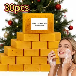 30 pieces of 100g turmeric lemon citric acid granule soap, handmade cold-pressed bath and facial soap, moisturizing and nourishing, deep cleansing, mild and non-irritating, natural ingredients, three-in-one facial cleansing essential oil soap
