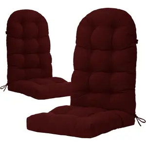 Adirondack Chair Cushions, High Back Rocking Chair Cushion 2-Pack, Thickened Patio Chair Pads for Indoor and Outdoor Use, Comfortable 49x20x4.7 Inch Seat Cushion for Porch, Lawn, Backyard, Burgundy