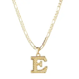 18K-Plated Letter Necklace A-Z Gothic Pendant Men's Jewelry Cuban Link Chain Trending 21.6inch+1.96inch Chain 5.7g Weight