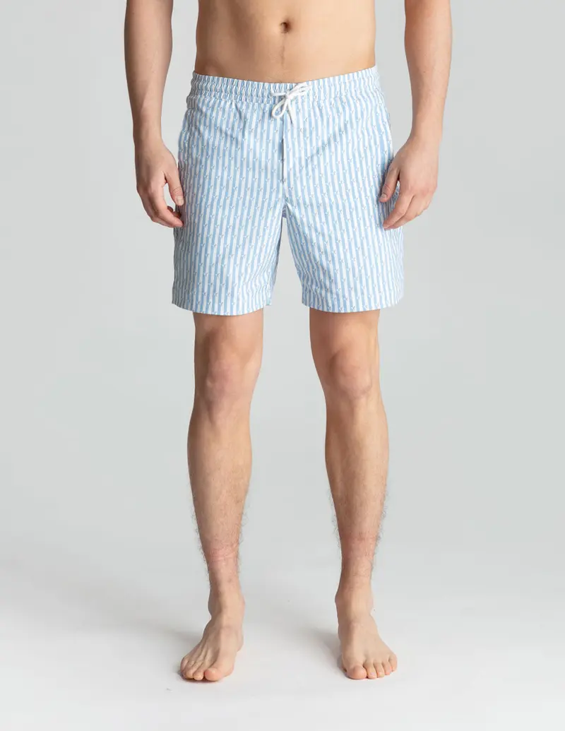 Swim Shorts - Blue & White Stripes