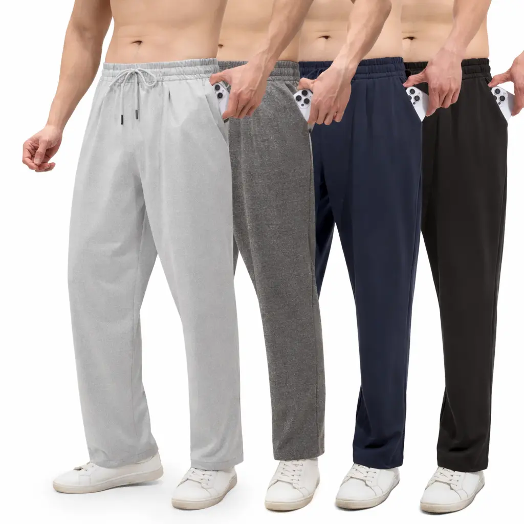 AMZPURE Menswear 4-Pack Men's Oversized Casual Comfy Trouser - Loose Lounge Fit, Drawstring, Pockets, Workout to Lounge Stylish Pants sohochic style, Black*Light Gray*Dark Gray*Navy sohochic style