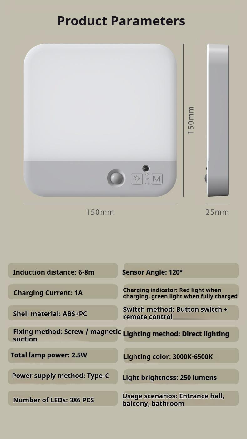 Rechargeable Motion Sensor Ceiling Light with Remote Wireless Battery Operated Waterproof for Bathroom Stairs Hallway Garage Shed Motion Sensor Functionality & Versatile Usage