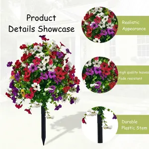 6-Color Artificial Flowers with Built-in Ground Stake, Plastic Faux Daisy Flowers with Eucalyptus Leaves for Outdoor Indoor Garden Home Decor, Fake Greenery Plants for Porch Patio tiktokshopspringglowup