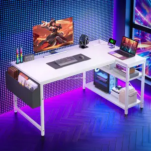 【Deals for you Days】Raybee 39''/47'' Gaming Desk L Shaped Computer desk with storage & Power Outlets USB for Home Office & Bedroom,Easy Assemble and Space-Saving,Gaming Equipment
