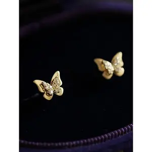 1 Pair Butterfly Design Rhinestone Stud Earrings, Fashion Jewelry for Party, Daily Clothing Decor, Trendy All-match & Exquisite Jewelry for Birthday GiftGift