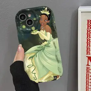 Princess T-Tiana F-Frog Prince Cream Phone Case - Suitable for Apple iPhone 17 Air 16 15 14 13 12 11 Pro Max Plus  . Adorable Gift - Cartoon Style, Excellent Protection, Drop-Resistant