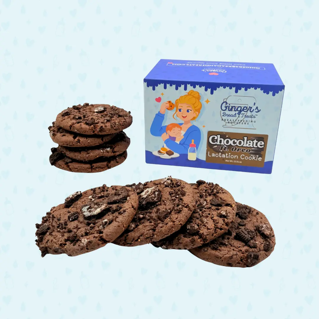 Ginger's Cookies N' Cream - Lactation Cookie 8 Pack Soft Chocolaty Dairy-Free Treat with Brewer's Yeast & Flaxseed for Breastfeeding Mamas