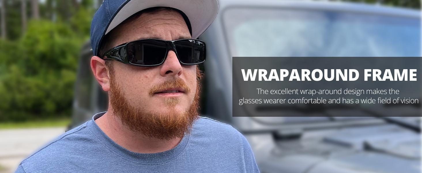 Over Glasses Sunglasses Wrap Around Polarized Sunglasses for Men Women Fit Over Prescription Glasses with UV Protection