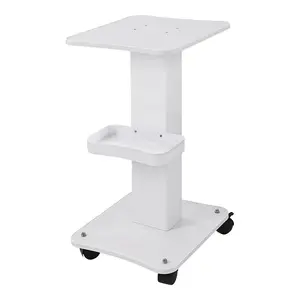 3 Tiers Beauty Trolley Cart with Wheels, Aluminum Salon Rolling Cart Work Station for Spa Pedicure Tattoo Craft Supplies, White