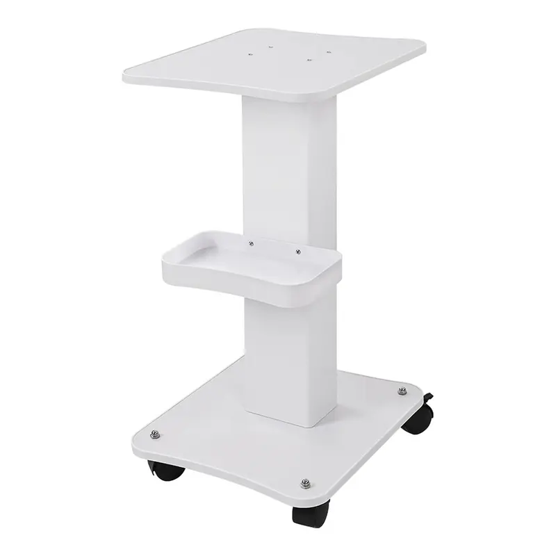 3 Tiers Beauty Trolley Cart with Wheels, Aluminum Salon Rolling Cart Work Station for Spa Pedicure Tattoo Craft Supplies, White