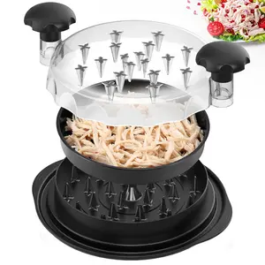 Chicken shredding tool Twisting large-capacity chicken breast shredder with brush and detachable tray - meat shredding tool with twist mechanism and non-slip handle.