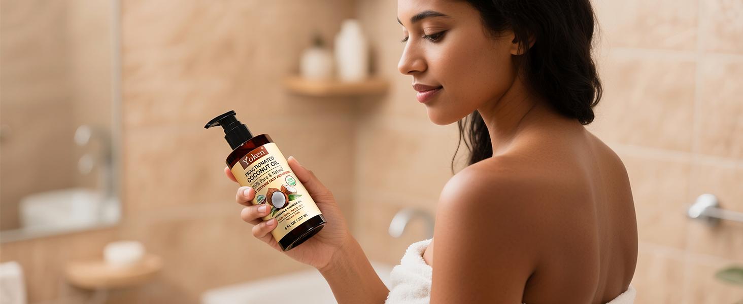 Yoken USDA Organic Fractionated Coconut Oil for Skin, 8 Fl Oz, Pure Liquid Coconut Oil for Face & Body, Lightweight Moisturizer, Unscented, Hexane Free Yoken USDA Organic Fractionated Coconut Oil for Skin, 8 Fl Oz, Pure Liquid Coconut Oil for Face & Body, Lightweight Moisturizer, Unscented, Hexane Free