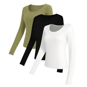 Crewneck & Turtleneck Slim Fit Long Sleeve Crop Tops - Women's 3 Pack, Y2K Korean Style Basic, Versatile Layering Shirts for Daily Casua
