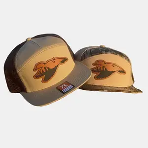 Richardsons 168 7 Panel Wood Duck With Duck Blind Leather Patch Hat