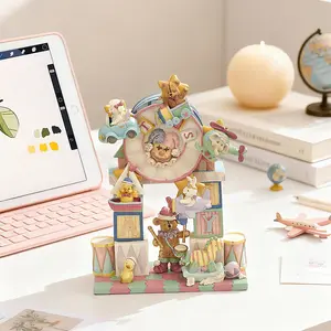 Carousel Clown Music Box – Retro Decorative Spinning Melody Box for Home Decor and Birthday Gifts