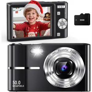Digital Camera 4K for: 50MP Pink Camera for Photography -16X Zoom Anti-Shake, Date Stamp- Christmas Birthday Gifts for Girls- Compact Camera for 6 7 8 9 10 Year & Up Old Boy Girls