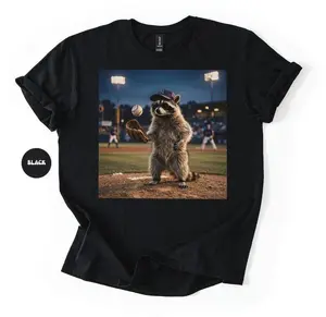 Funny Raccoon Baseball Pitcher Shirt, Retro Funny Baseball Raccoon T-shirt, Baseball Mom Gift, Just a Pitcher Creature Tee