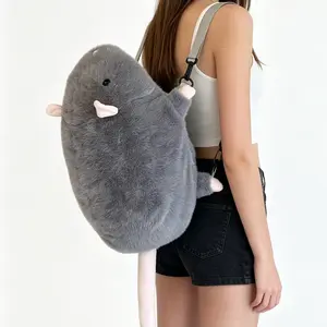 Chonky Rat Backpack - Oversized Fancy Plush Bag, Adorable Fat Stuffed Mouse Toy, Gifts for Kids, Birthday Presents for Collection