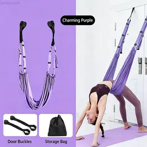 Door Mounted Aerial Yoga Strap, Adjustable Back Bend Inversion Hammock Sling, Durable Home Fitness Stretch Strap with Door Anchors & Storage Bag
