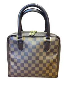 Pre-owned Louis Vuitton Coated Canvas Leather Trim Tote Bags Brea Vintage Damier Ebene Tote Bag MM Y2K Era Bag Purse
