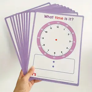 10 A4 Time Cognitive Learning Writing Children Clock Practice Reusable Dual-Sided Printing, Educational Stationery for Kids, Teaching Supplies, Learning Tool