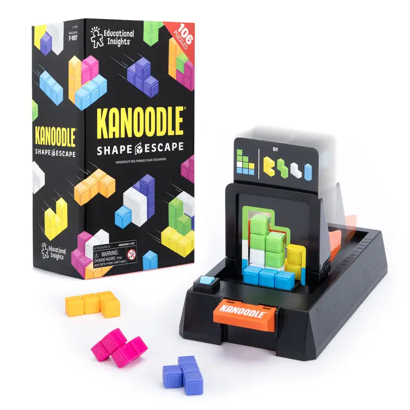 Educational Insights Kanoodle Game & Ultimate Champion – Kanoodle Shape Escape Puzzle Game – Kanoodle Fan Edition – Brain-Boosting Puzzle Fun, 53 Challenge Cards, 7 Colorful Blocks, Screen-Free, Ages 7+